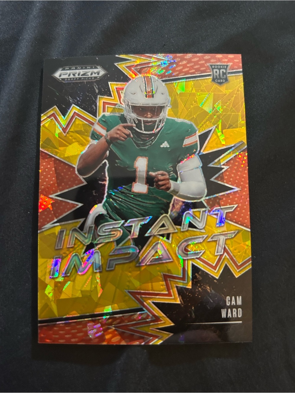 Panini Prizm Instant Impact Holographic Card - Green & Gold